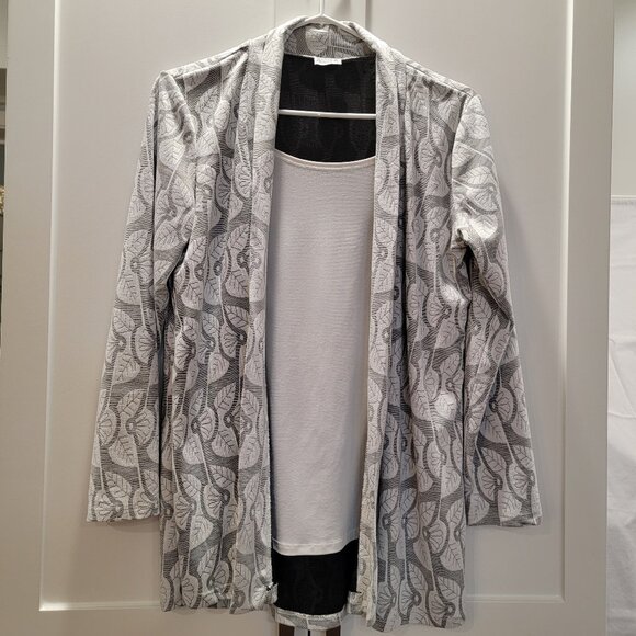 Vintage Blazer Lightweight Gray White Jacket Tunic Travel Career Office Small - Picture 1 of 17